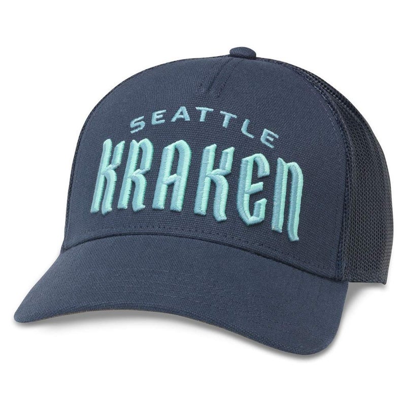 AMERICAN NEEDLE Seattle Kraken Officially Licensed NHL Valin Adjustable Snapback Trucker Dad Baseball Hat (42962B-SEK-NAVY) - Image 1